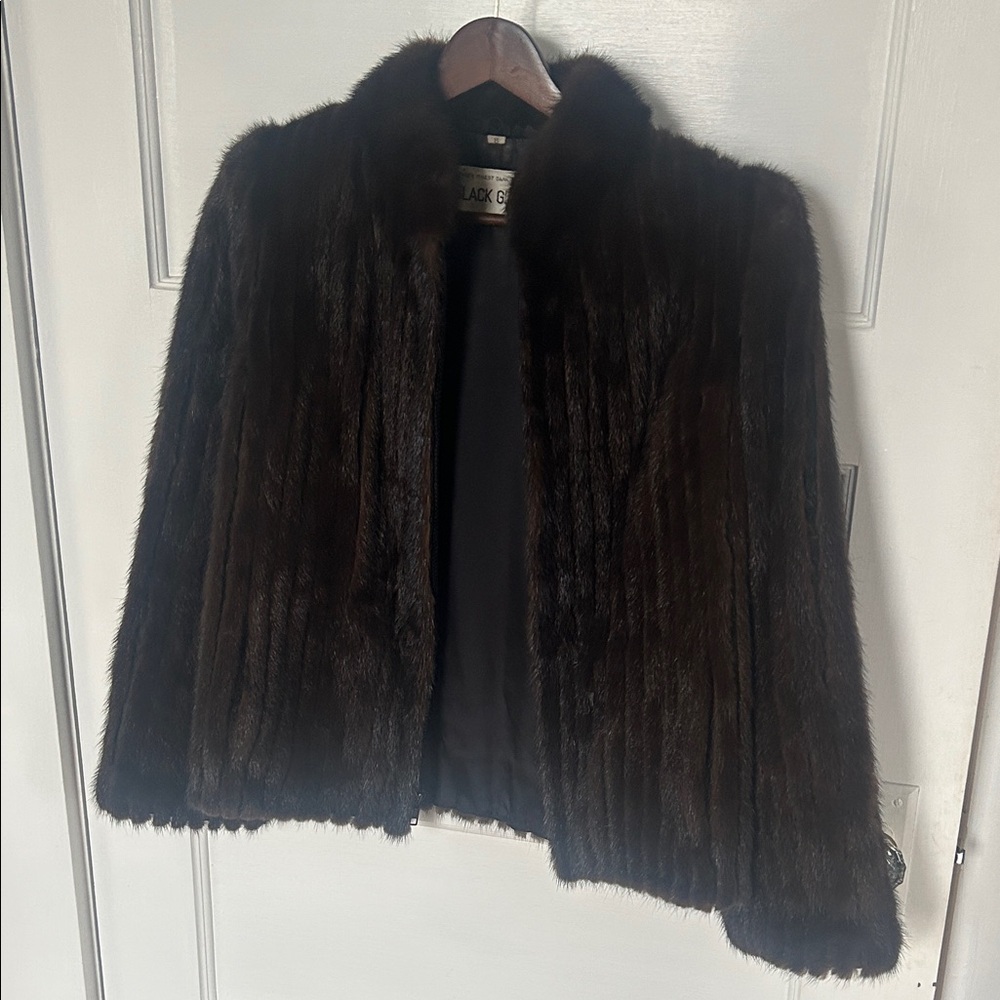 Dark Brown Black Glama Mink Jacket